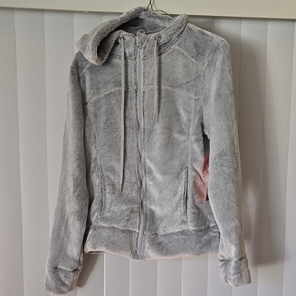 Adrienne Vittadini Light Gray Teddy Jacket Size Small